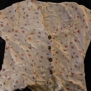 White shirt with pink flowers